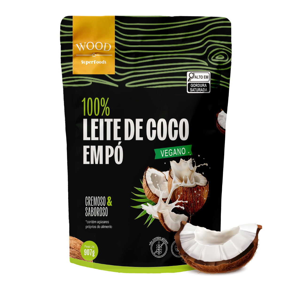 Leite de Coco em Pó 100% Puro Vegano Sem Lactose 907g – Wood