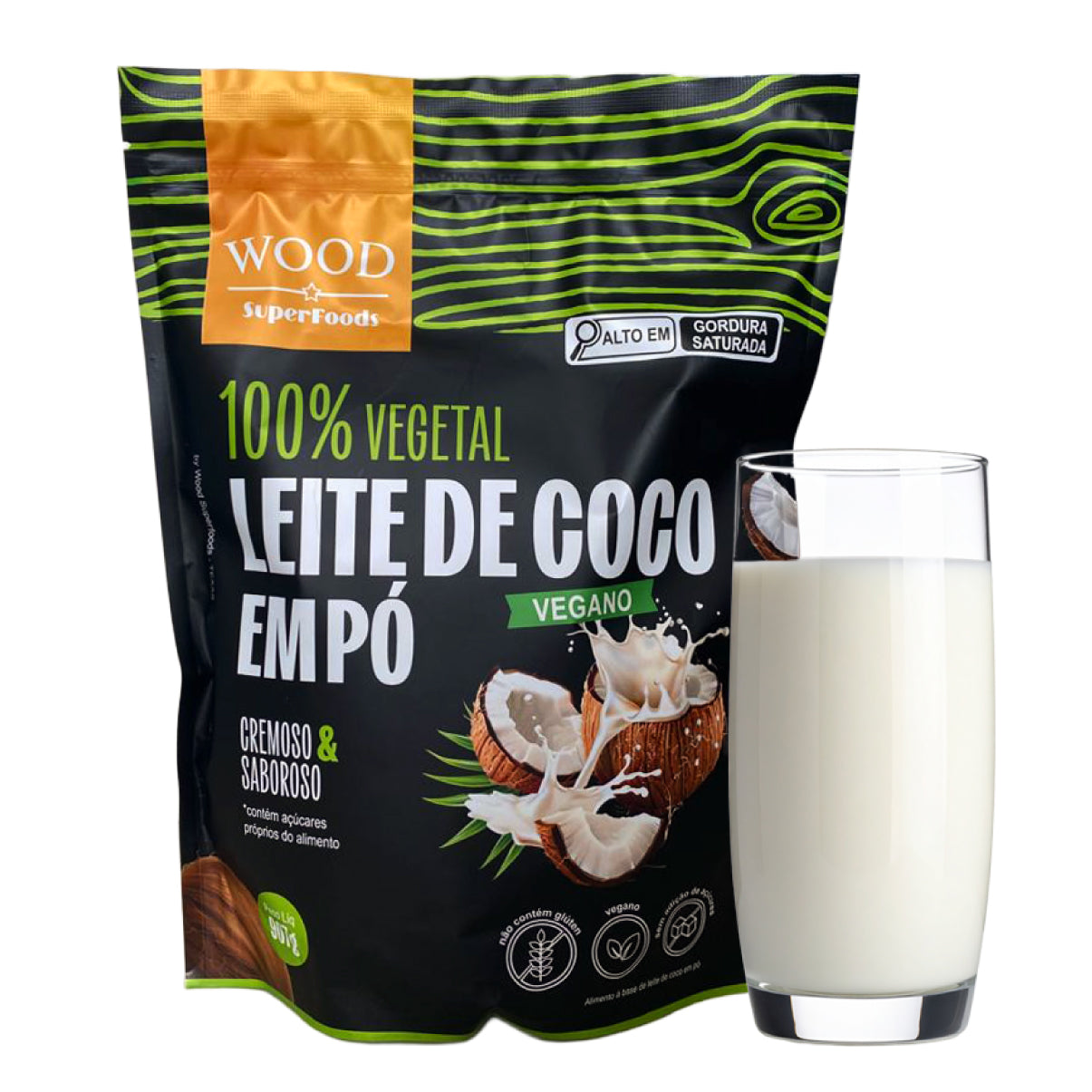 Leite de Coco em Pó 100% Vegetal Vegano Sem Lactose 907g – Wood