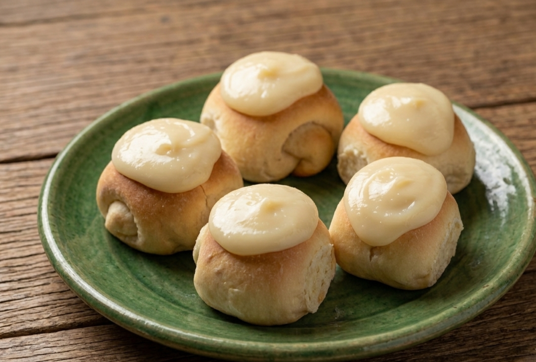 Pão doce de coco com creme