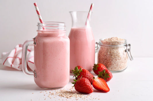 Vitamina de morango com psyllium