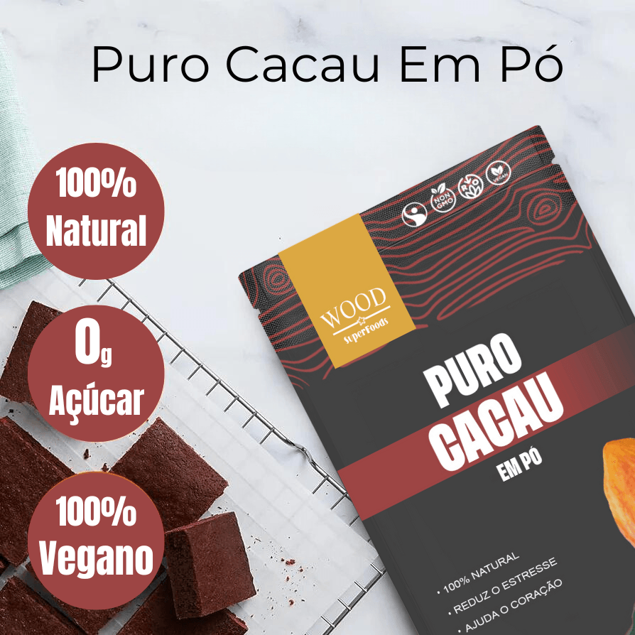 Kit 2 Pacotes Pó de Cacau Wood 454g