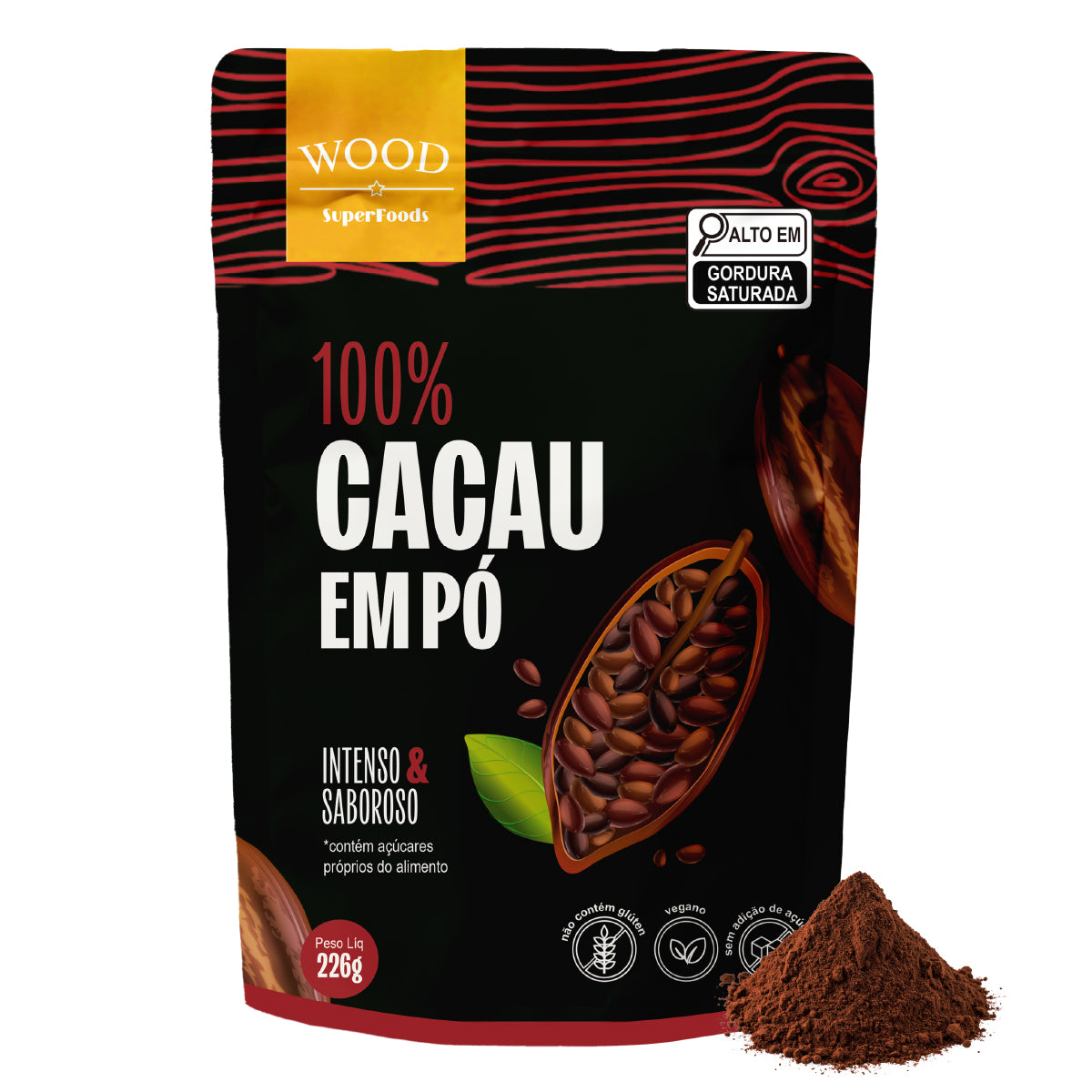 Cacau Em Pó Alcalino Natural 100% Cacau 226g