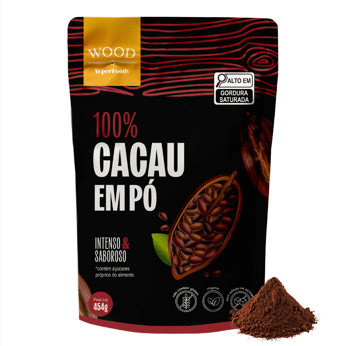 Cacau Em Pó Alcalino Natural 100% Cacau 454g