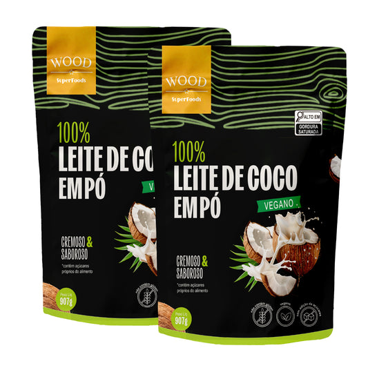 Kit 2 Leite de Coco em Pó 100% Puro Vegano Sem Lactose 907g
