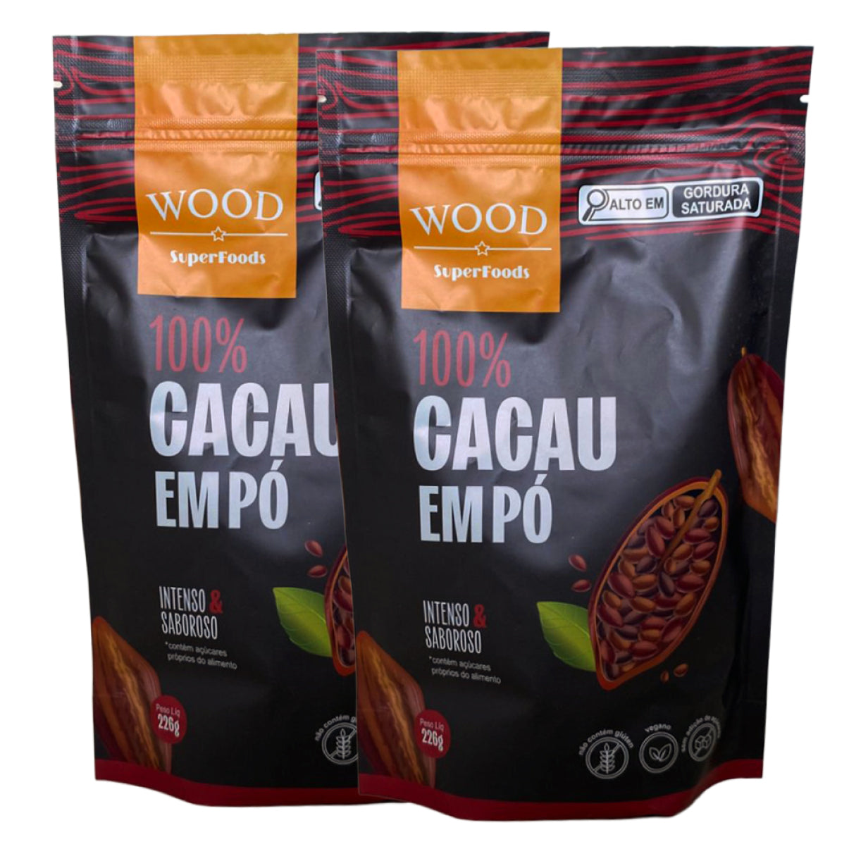 Kit 2 Cacau Em Pó Alcalino Natural 100% Cacau 226g