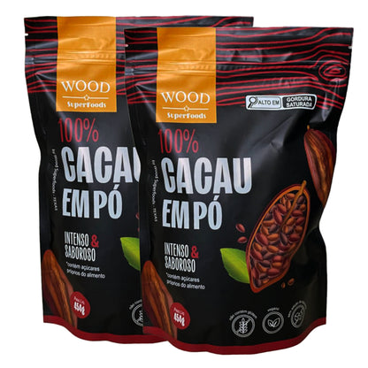Kit 2 Cacau Em Pó Alcalino Natural 100% Cacau 454g