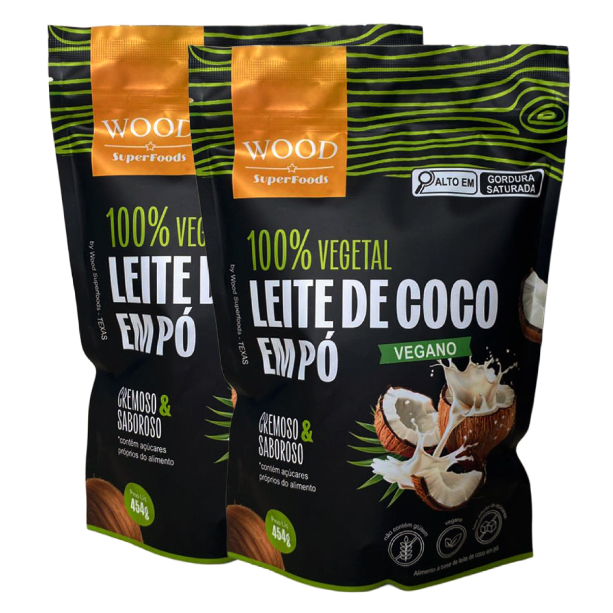 Kit 2 Leite de Coco em Pó 100% Vegetal Vegano Sem Lactose 454g