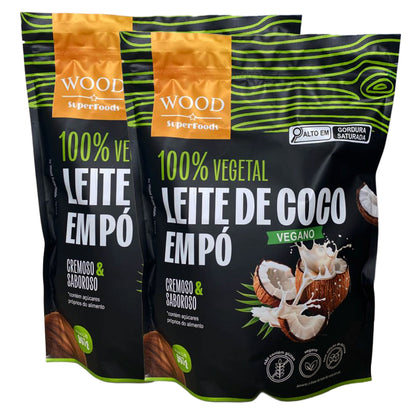 Kit 2 Leite de Coco em Pó 100% Vegetal Vegano Sem Lactose 907g