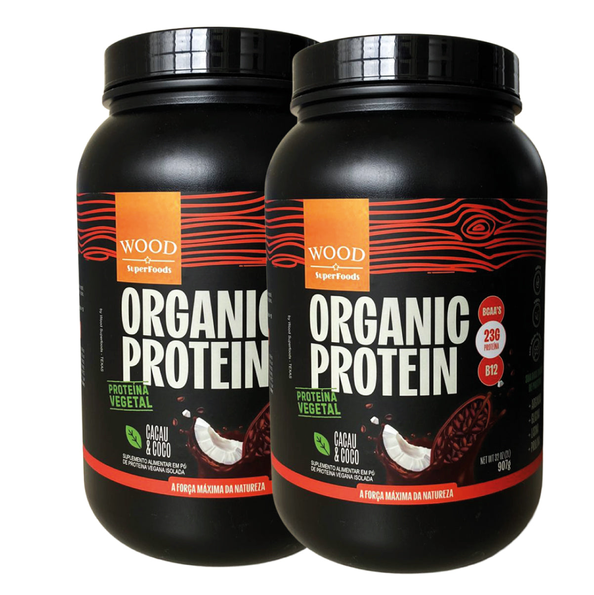 Kit 2 Proteína Vegetal Vegana Sabor Cacau e Coco 907g