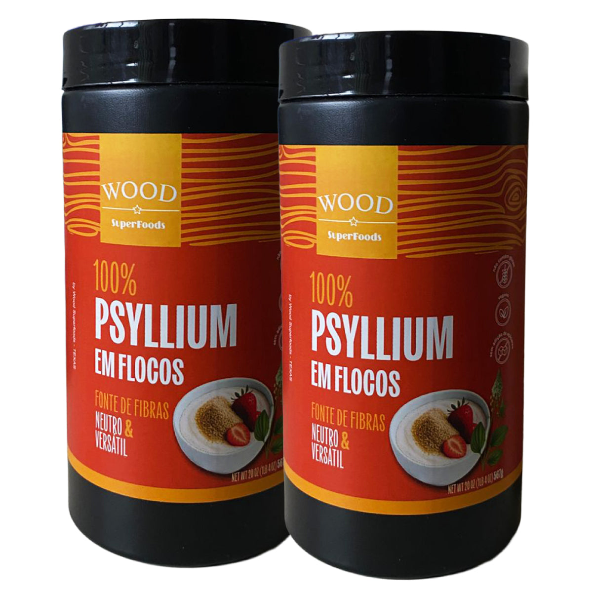 Kit 2 Psyllium Husk Premium em Flocos Fibra 100% Puro 567g