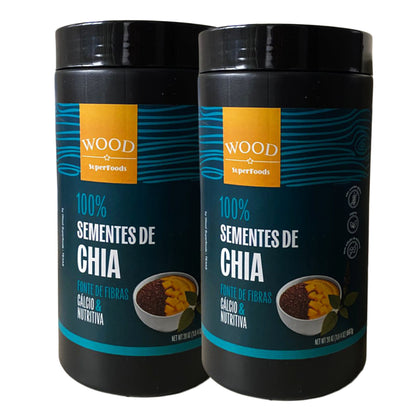 Kit 2 Semente de Chia 100% Pura Premium 567g Wood Superfoods