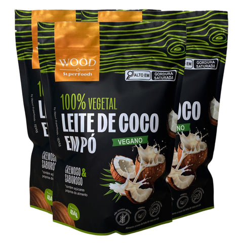 Kit 3 Leite de Coco em Pó 100% Vegetal Vegano Sem Lactose 454g
