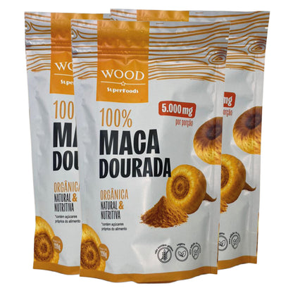 Kit 3 Maca Peruana Dourada Em Pó Premium 100% Pura 226g Wood