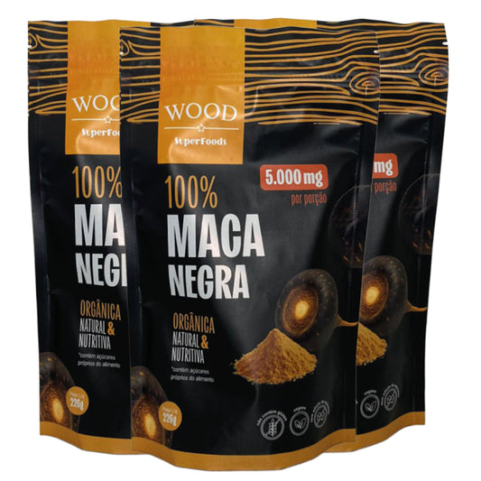 Kit 3 Maca Peruana Negra Em Pó Premium 100% Pura 226g Wood