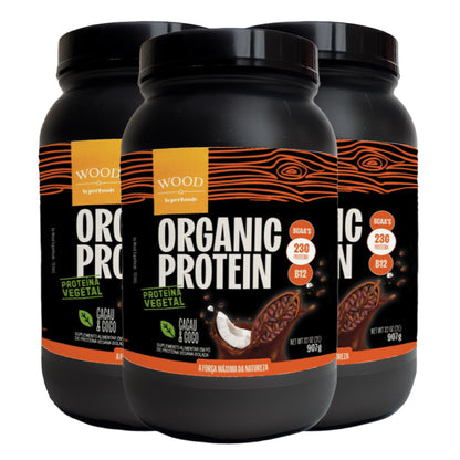 Kit 3 Proteína Vegetal Vegana Sabor Cacau e Coco 907g