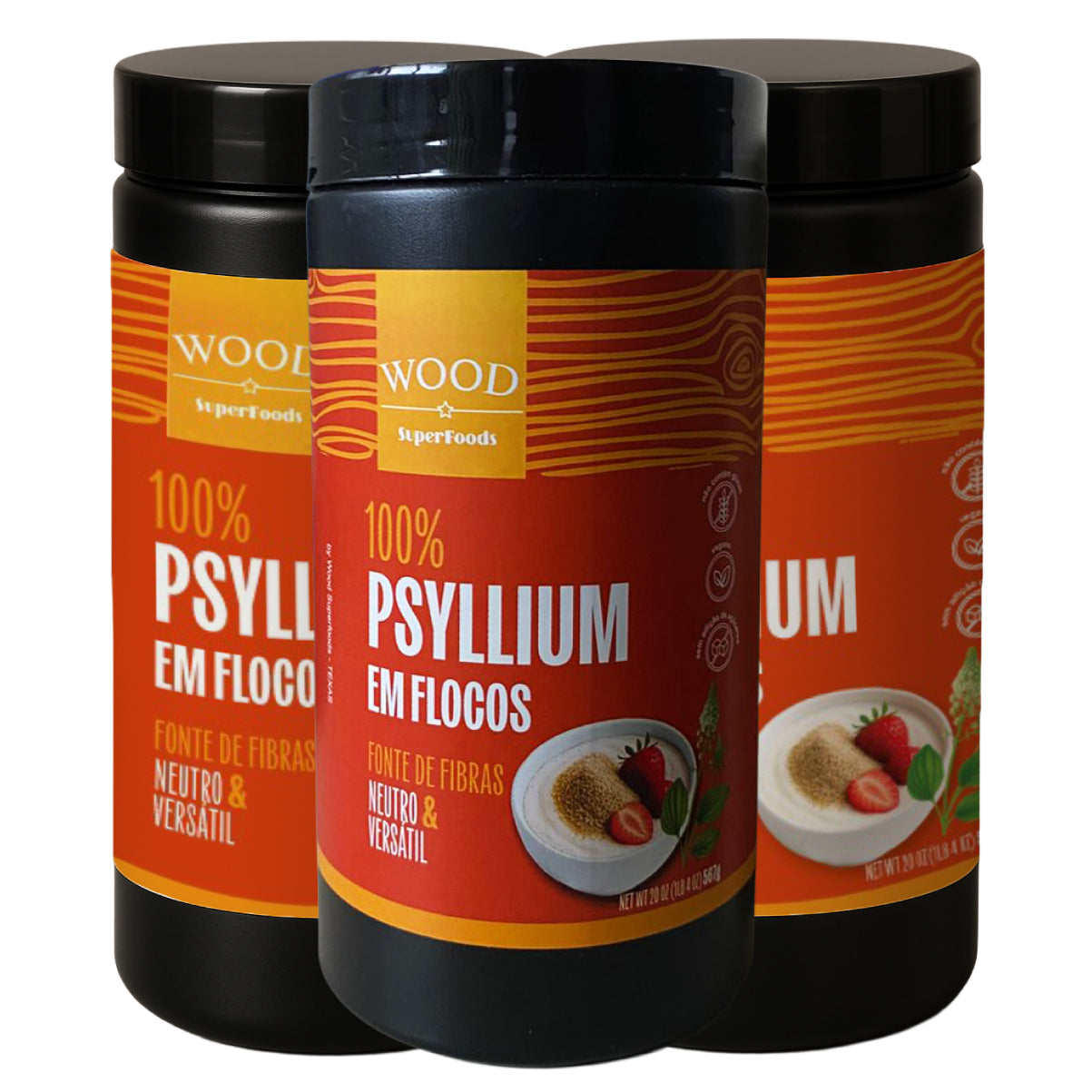 Kit 3 Psyllium Husk Premium em Flocos Fibra 100% Puro 567g
