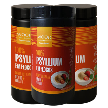 Kit 3 Psyllium Husk Premium em Flocos Fibra 100% Puro 567g