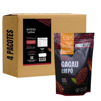 Kit 4 Cacau Em Pó Alcalino Natural 100% Cacau 226g