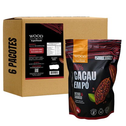 Kit 6 Cacau Em Pó Alcalino Natural 100% Cacau 454g
