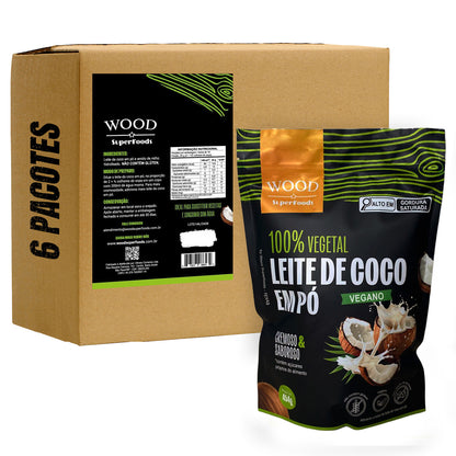 Kit 6 Leite de Coco em Pó 100% Vegetal Vegano Sem Lactose 454g