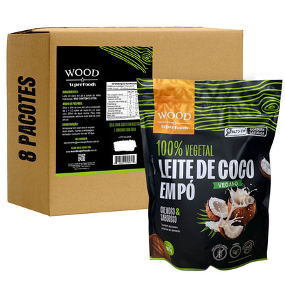 Kit 8 Leite de Coco em Pó 100% Vegetal Vegano Sem Lactose 907g