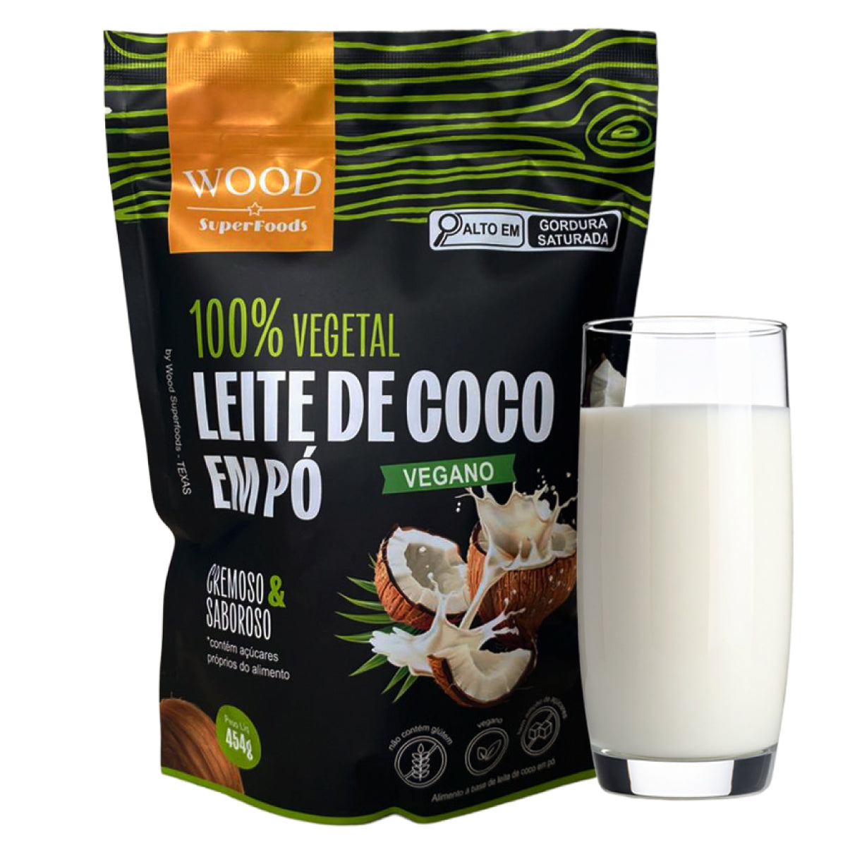Leite de Coco em Pó 100% Vegetal Vegano Sem Lactose 454g