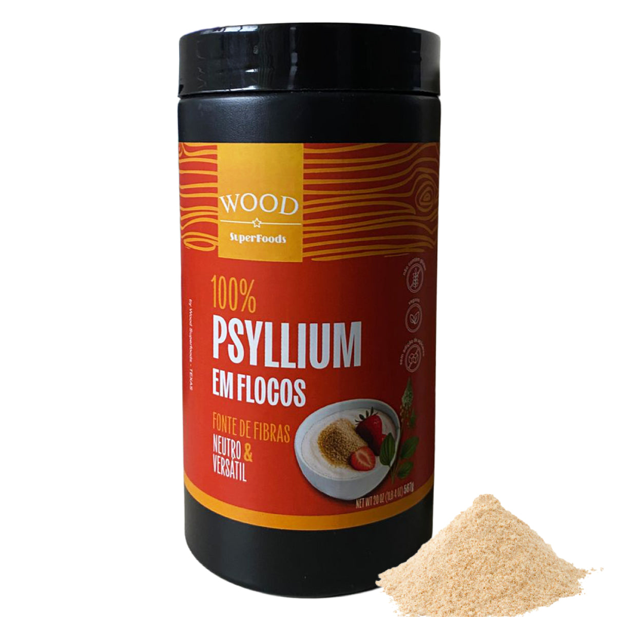 Psyllium Husk Premium em Flocos Fibra Natural 100% Puro 567g