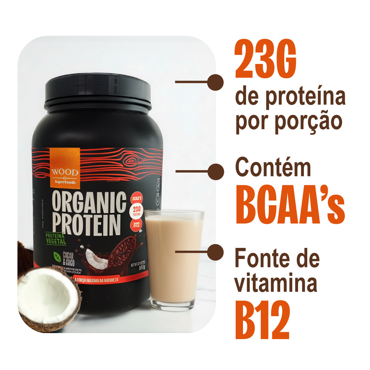 Kit 2 Proteína Vegetal Vegana Sabor Cacau e Coco 907g