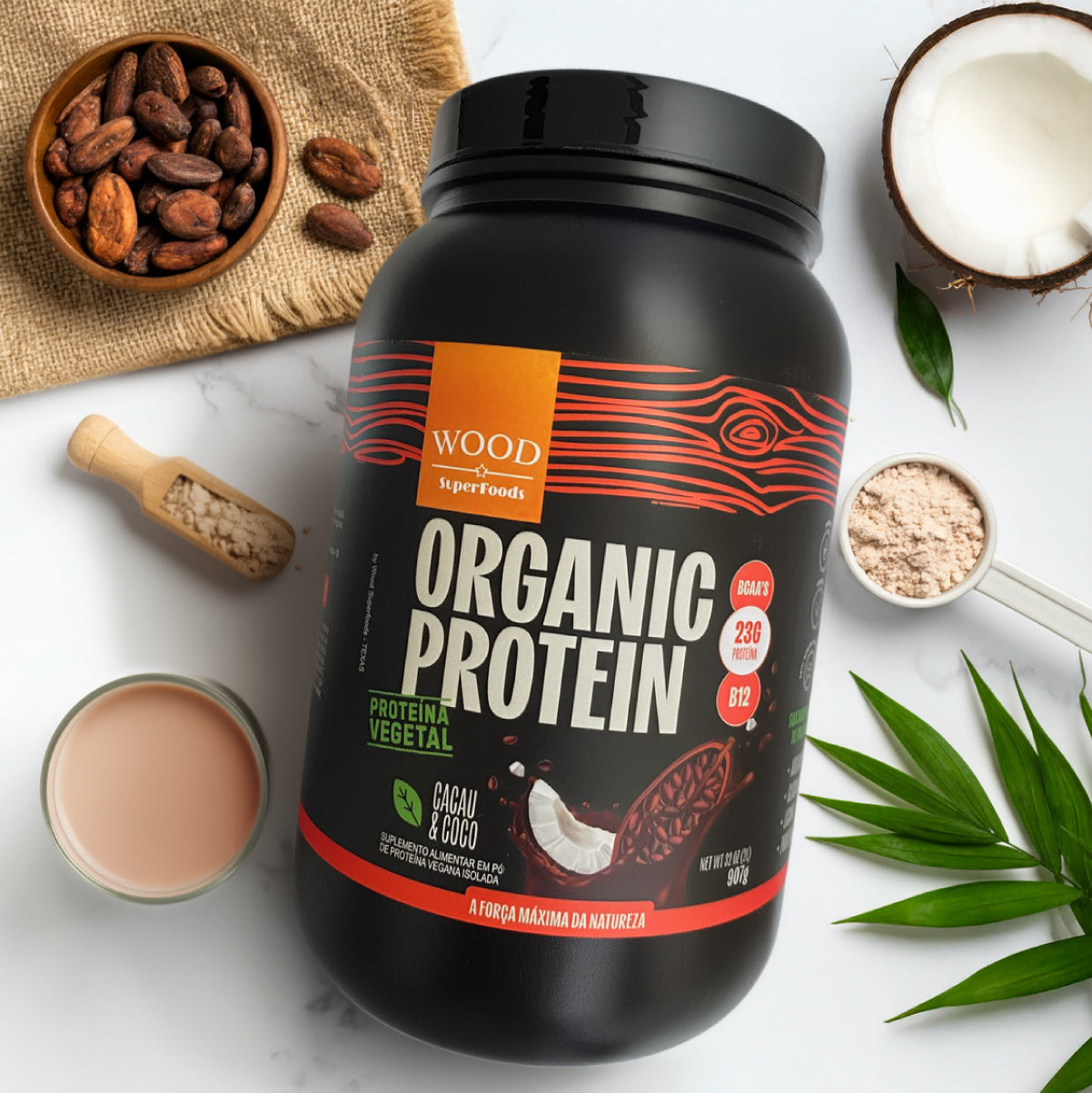 Kit 2 Proteína Vegetal Vegana Sabor Cacau e Coco 907g