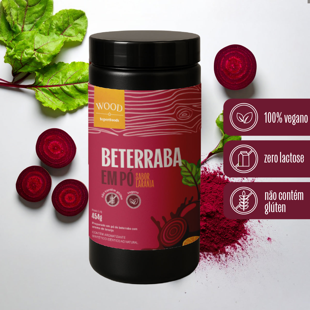 Beterraba em Pó Sabor Laranja 454g