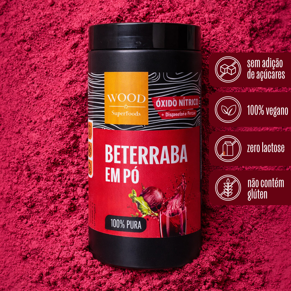 Beterraba Desidratada Em Pó 100% Pura 454g Wood Superfoods