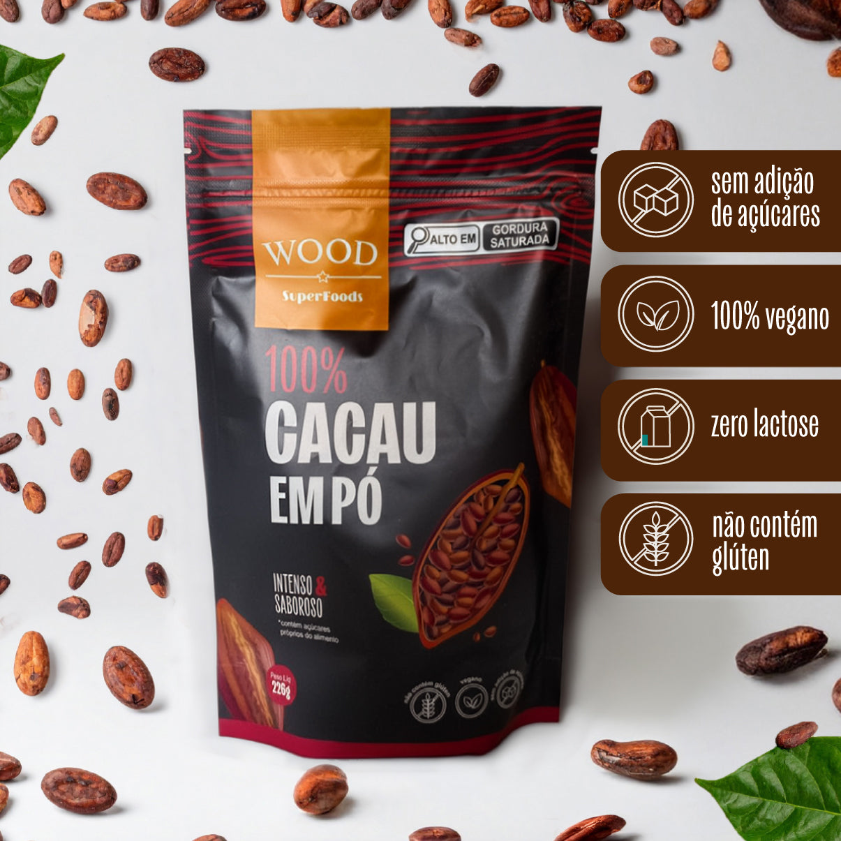 Cacau Em Pó Alcalino Natural 100% Cacau 226g