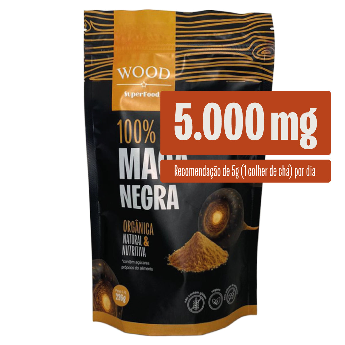 Maca Peruana Negra Em Pó Premium 100% Pura 226g Wood