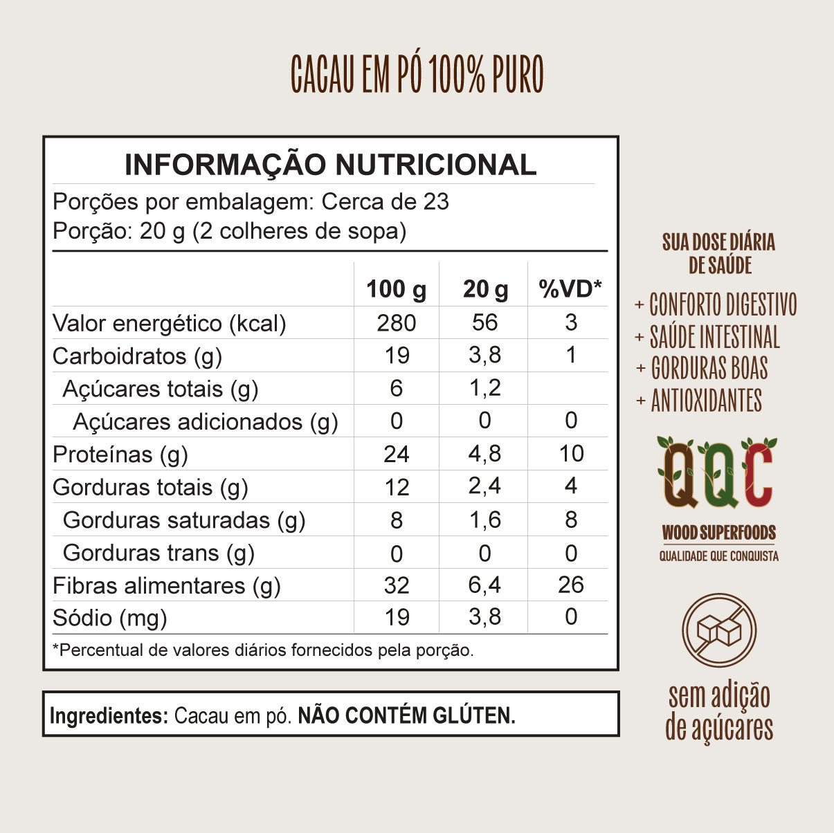 Cacau Em Pó Alcalino Natural 100% Cacau 454g