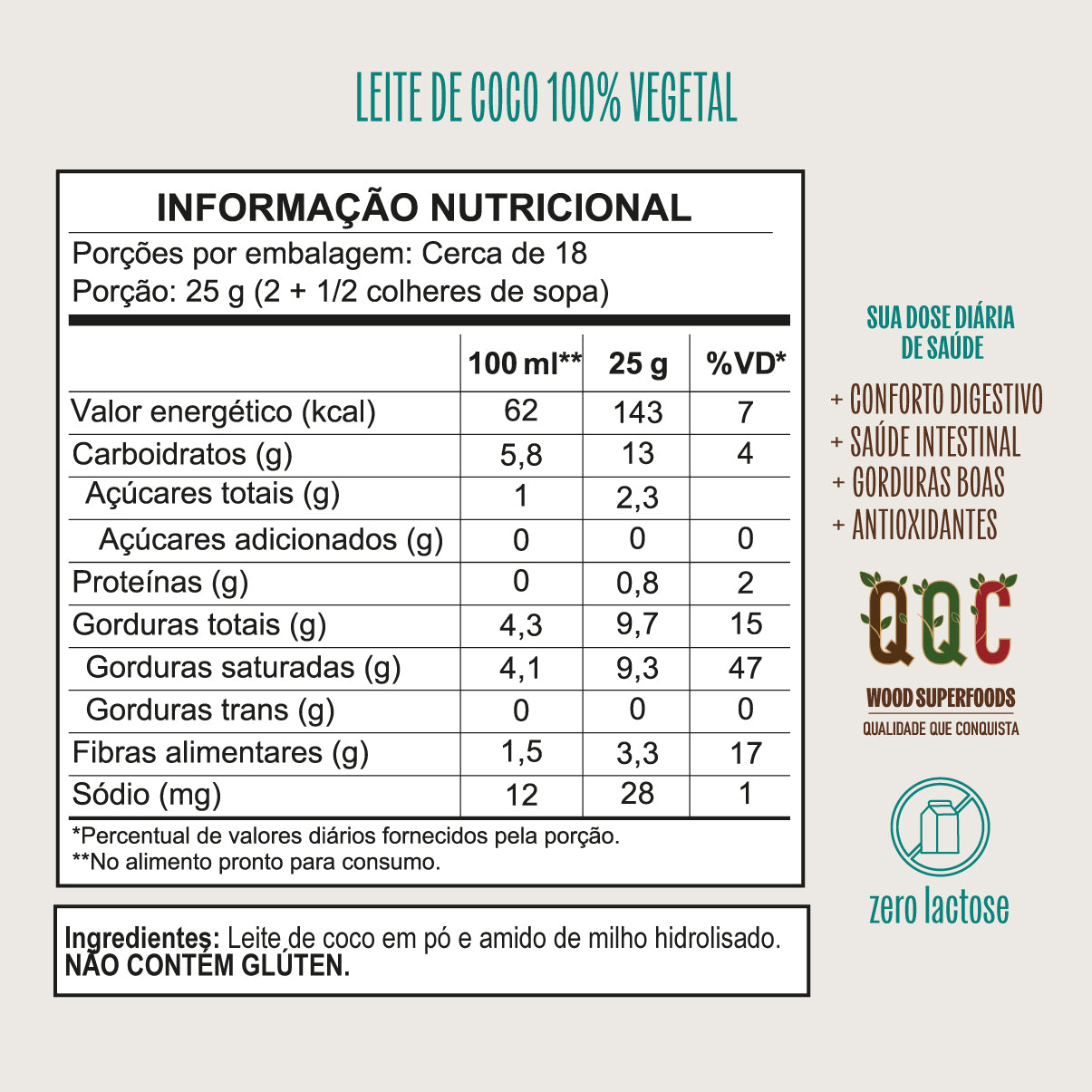 Kit 6 Leite de Coco em Pó 100% Vegetal Vegano Sem Lactose 454g