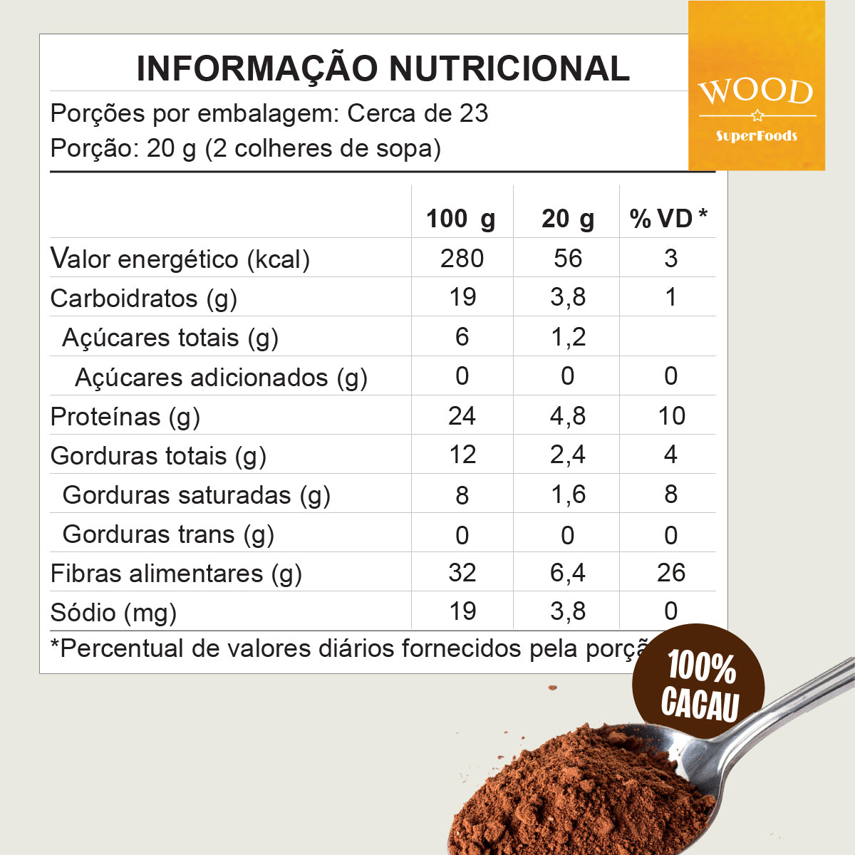 Kit 2 Cacau Em Pó Alcalino Natural 100% Cacau 454g