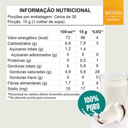 Leite de Coco em Pó 100% Puro Vegano Sem Lactose 454g