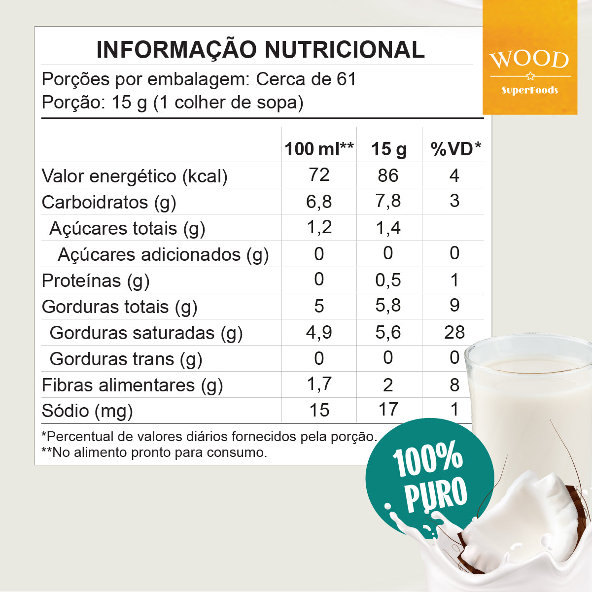 Leite de Coco em Pó 100% Puro Vegano Sem Lactose 907g