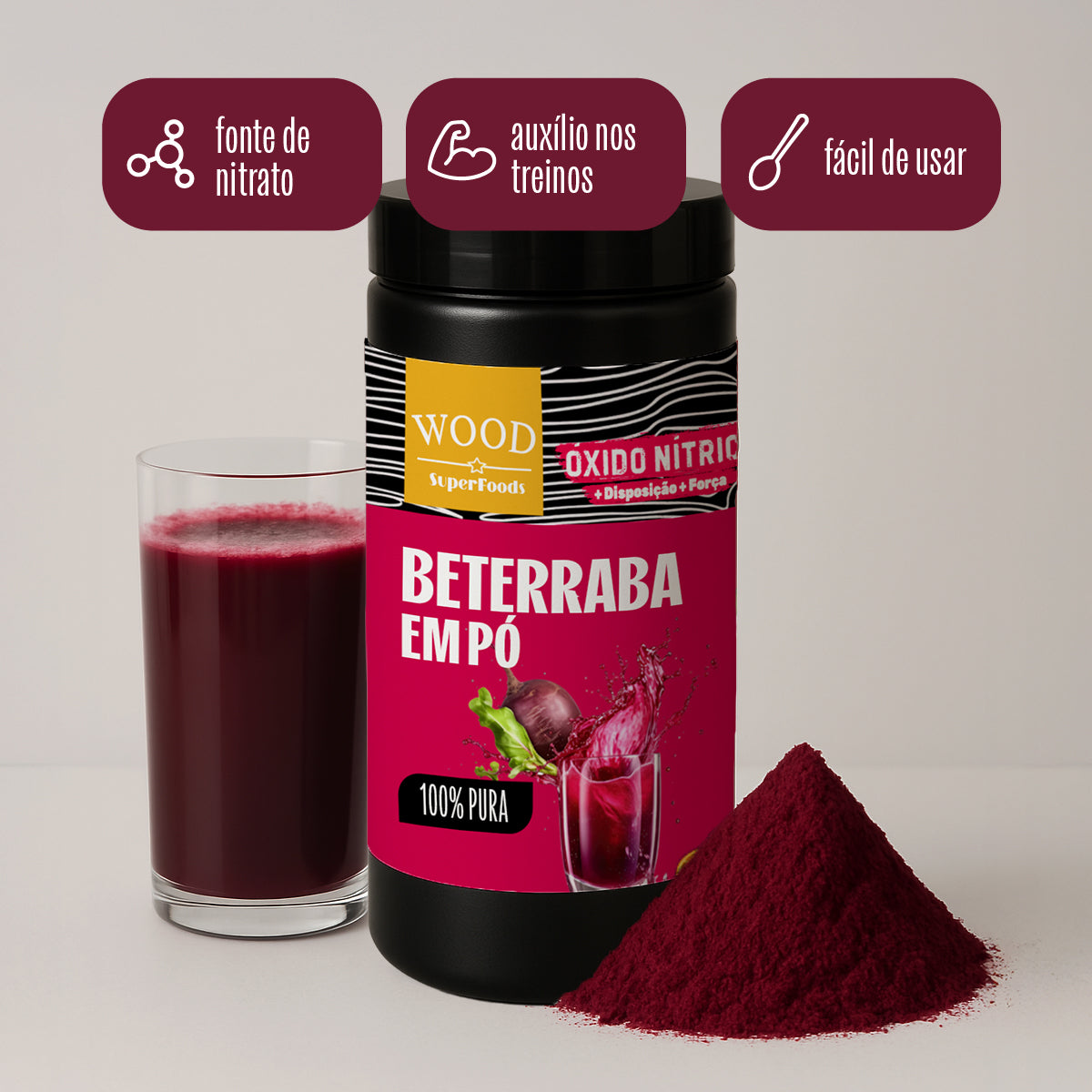 Kit 2 Beterraba Desidratada Em Pó 100% Pura 454g Wood