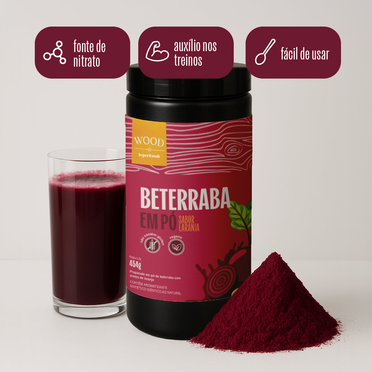 Beterraba em Pó Sabor Laranja 454g
