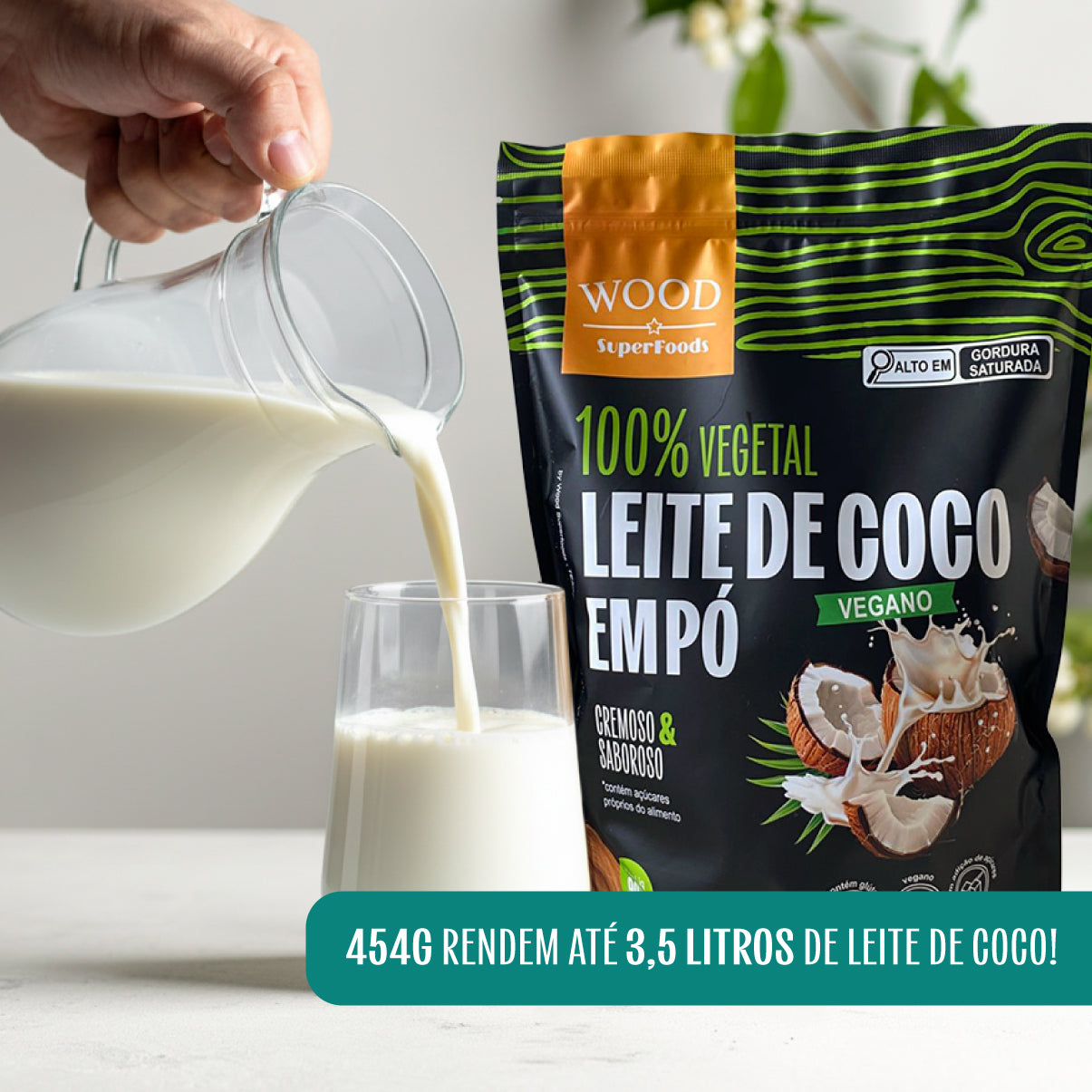 Kit 6 Leite de Coco em Pó 100% Vegetal Vegano Sem Lactose 454g