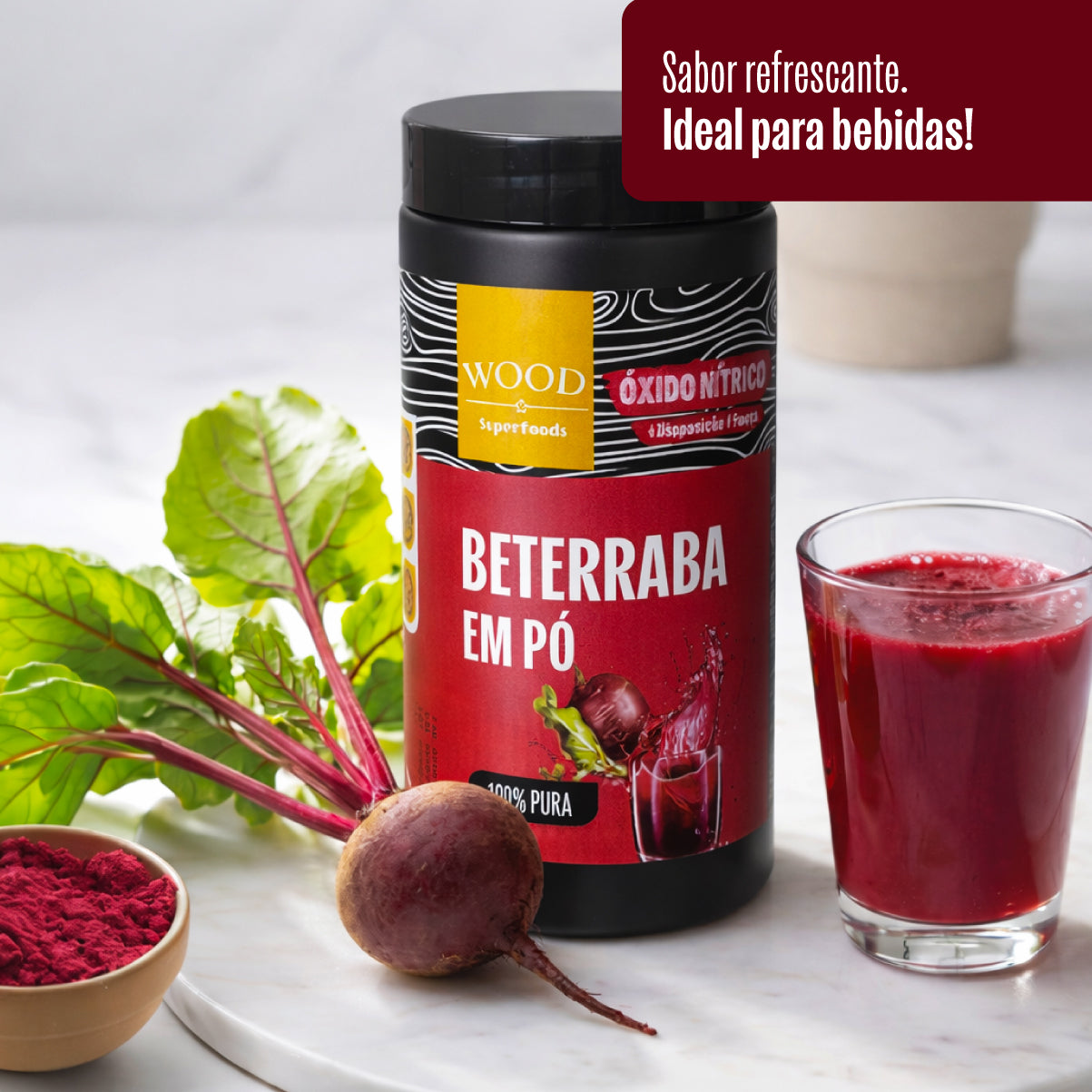Beterraba Desidratada Em Pó 100% Pura 454g Wood Superfoods